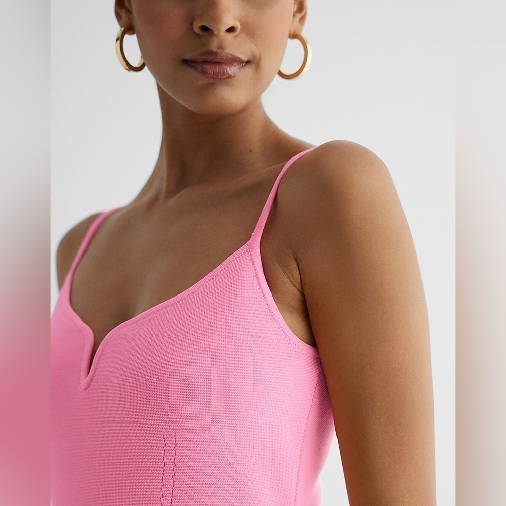 Express Body Contour V-Wire Color Block Midi Sweater Dress Large - Picture 8 of 16